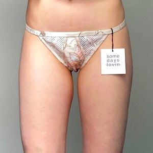 NWT REVOLVE SomeDays Lovin Some Days Cherry Tan Mesh Cut Out Bikini Bottom Large